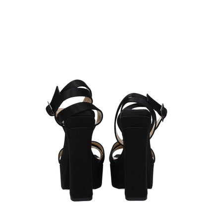 Jimmy Choo Black Satin Platform Sandals