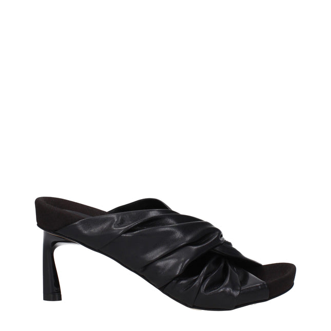 Stella McCartney Black Leather Stiletto Heel Sandals