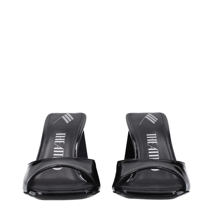 The Attico Black Leather Stiletto Heel Sandals