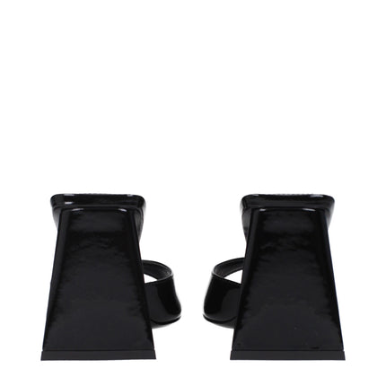 The Attico Black Leather Stiletto Heel Sandals