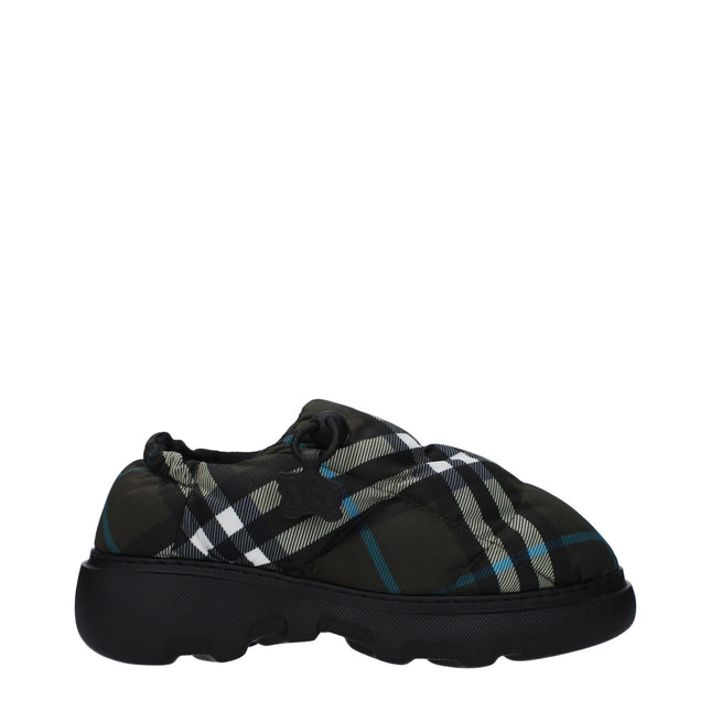 Burberry Green Fabric Slip-On Loafers
