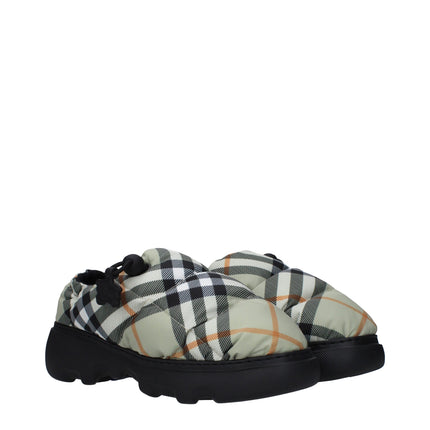 Burberry Green Fabric Slip-On Loafers