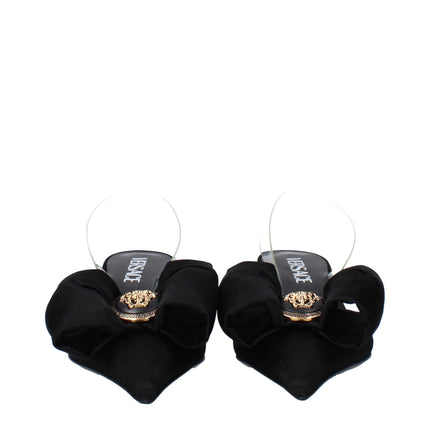 Versace Black Satin Flat Sandals