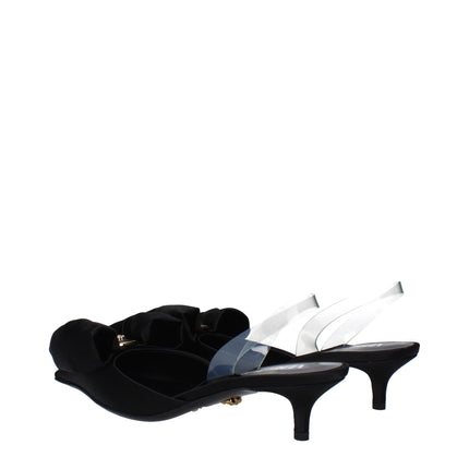 Versace Black Satin Flat Sandals