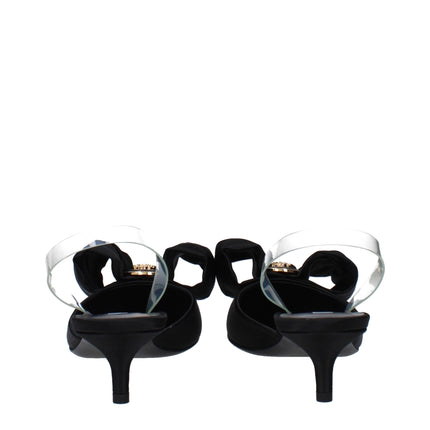 Versace Black Satin Flat Sandals