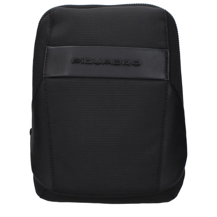 Piquadro Black Fabric Crossbody Bag