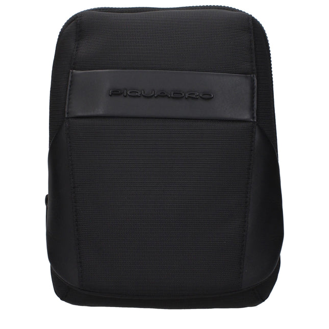 Piquadro Black Fabric Crossbody Bag