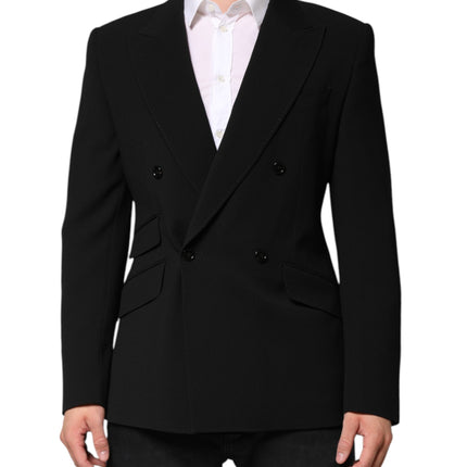 Dolce & Gabbana Black SICILIA Double Breasted Coat Blazer