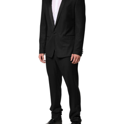 Dolce & Gabbana Black Wool Men Single Breasted 2 Piece Suit