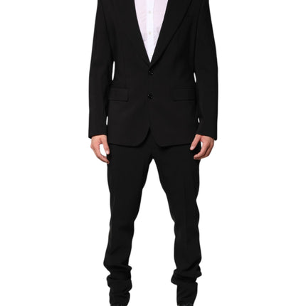 Dolce & Gabbana Black Cotton Single Breasted 2 Piece Suit
