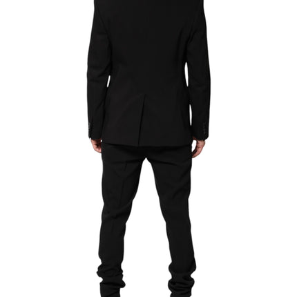 Dolce & Gabbana Black Cotton Single Breasted 2 Piece Suit