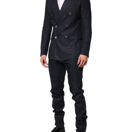 Dolce & Gabbana Dark Blue Double Breasted 2 Piece Suit