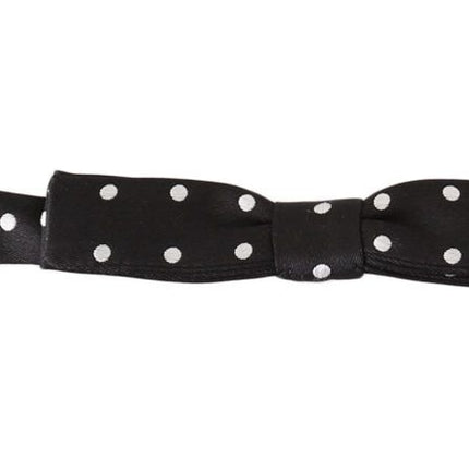 Dolce & Gabbana Black 100% Silk Polka Dot Adjustable Neck Bow Tie