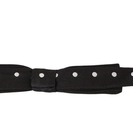 Dolce & Gabbana Black 100% Silk Polka Dot Adjustable Neck Bow Tie