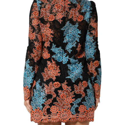 Dolce & Gabbana Multicolor Floral Embroidery Shift Mini Dress