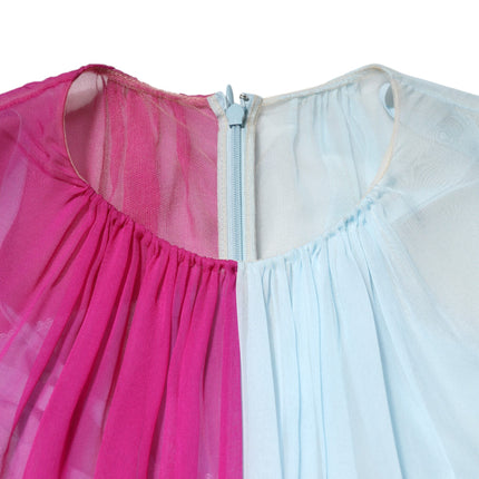 Dolce & Gabbana Fuchsia Light Blue Silk Two Tone Midi Dress