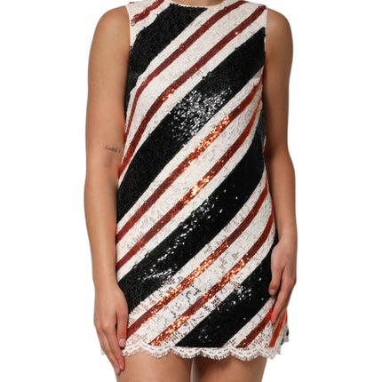 Dolce & Gabbana Multicolor Sequin Embellished Shift Dress