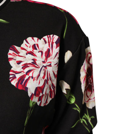 Dolce & Gabbana Black Floral Print Cotton Short Sleeves Top