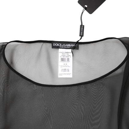 Dolce & Gabbana Black See Through Silk Chiffon Lace Blouse Top