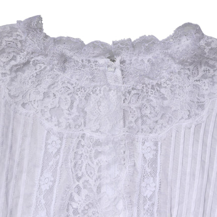 Dolce & Gabbana White Cotton Floral Lace Long Sleeves Top
