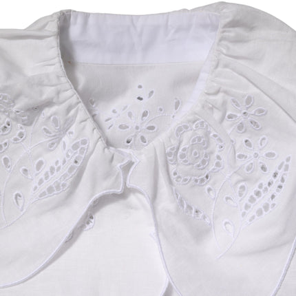 Dolce & Gabbana White Ruffled Lace Embellished Blouse Top
