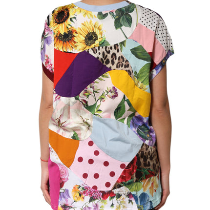 Dolce & Gabbana Multicolor Patchwork Cotton Silk Blouse Top