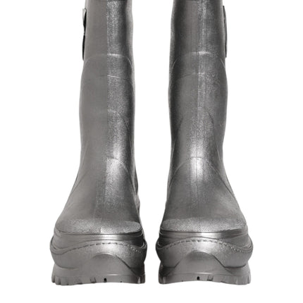 Dolce & Gabbana Metallic Silver Pull On Rain Boots Shoes
