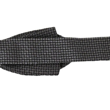 Dolce & Gabbana Gray Patterned Silk Adjustable Neck Bow Tie Papillon