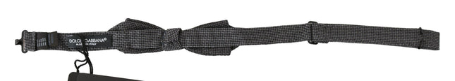 Dolce & Gabbana Gray Patterned Silk Adjustable Neck Bow Tie Papillon