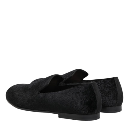 Dolce & Gabbana Black Jacquard Loafers Formal Men Dress Shoes