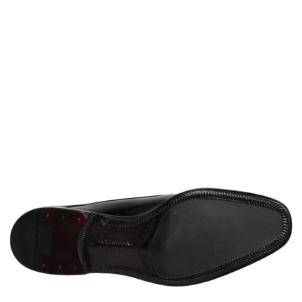 Dolce & Gabbana Black Leather Lace Up Men Derby Formal Shoes