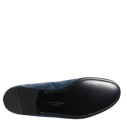 Dolce & Gabbana Blue Velvet DG Logo Loafers Formal Shoes