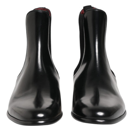 Dolce & Gabbana Black Chelsea Slip On Mid Calf Boots Shoes