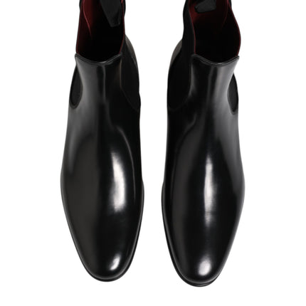 Dolce & Gabbana Black Chelsea Slip On Mid Calf Boots Shoes