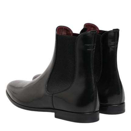 Dolce & Gabbana Black Chelsea Slip On Mid Calf Boots Shoes
