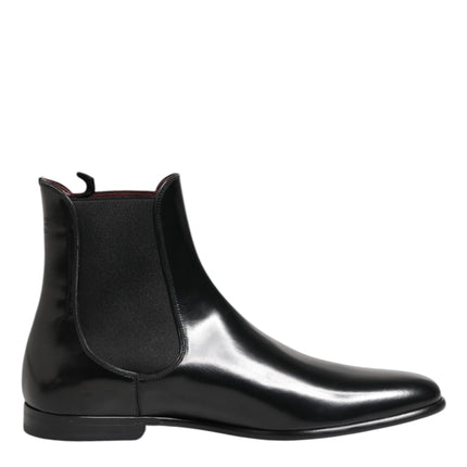 Dolce & Gabbana Black Chelsea Slip On Mid Calf Boots Shoes