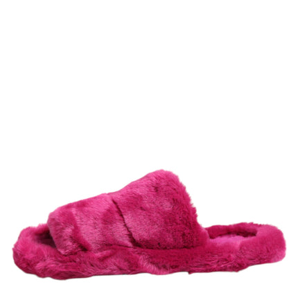 Dolce & Gabbana Pink Acrylic Faux Fur Mens Flats Sandals Shoes
