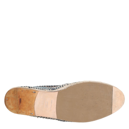 Dolce & Gabbana Blue Gray Woven Leather Buffalo Espadrille Shoes