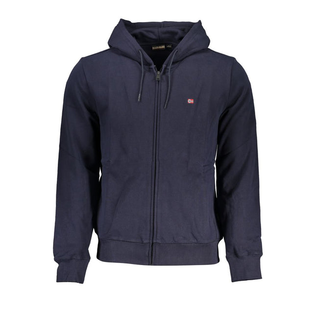 Napapijri Blue Cotton Men Sweater with Hood