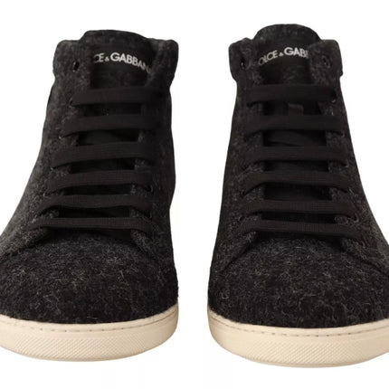 Dolce & Gabbana Gray Wool Cotton Casual High Top Sneakers