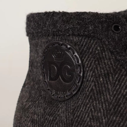 Dolce & Gabbana Gray Wool Cotton Casual High Top Sneakers