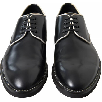 Dolce & Gabbana Black White Leather Formal Dress Shoes