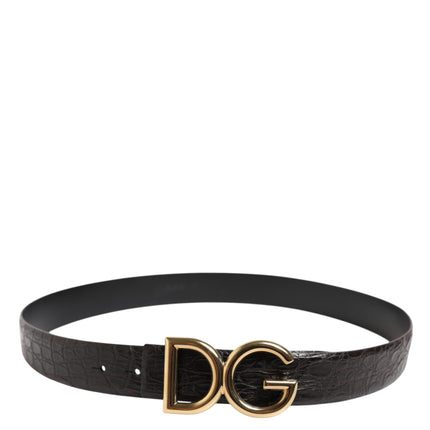 Dolce & Gabbana Black Exotic Leather DG Logo Buckle Belt