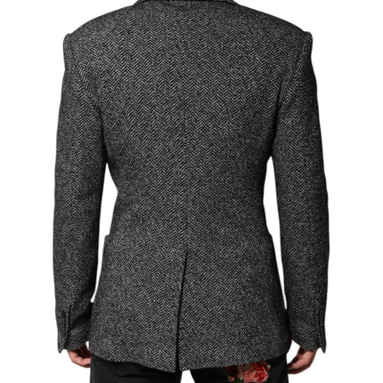 Dolce & Gabbana Black White Double Breasted Men Suit Blazer