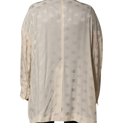 Dolce & Gabbana Beige Polyester Logo Monogram Coat Jacket