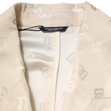 Dolce & Gabbana Beige Polyester Logo Monogram Coat Jacket