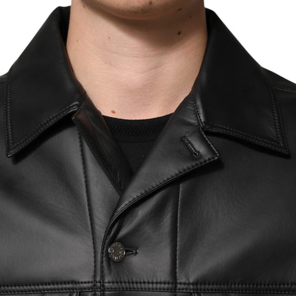 Dolce & Gabbana Black Polyester Button Down Biker Jacket