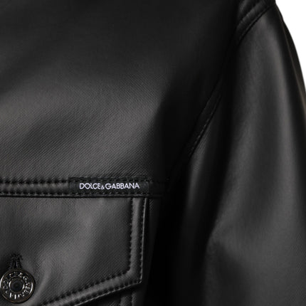Dolce & Gabbana Black Polyester Button Down Biker Jacket