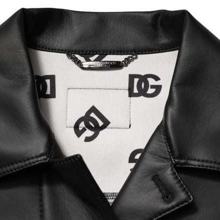 Dolce & Gabbana Black Polyester Button Down Biker Jacket
