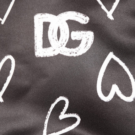 Dolce & Gabbana Black Polyester Heart Print Bomber Jacket